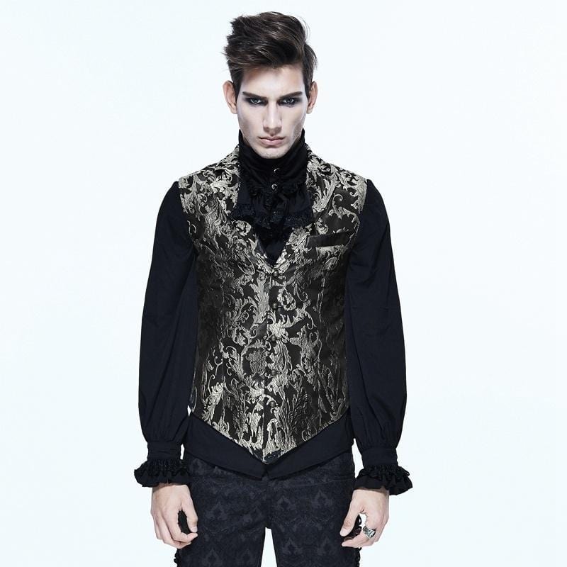 DEVIL FASHION Men's Goth Brocade Waistcoat