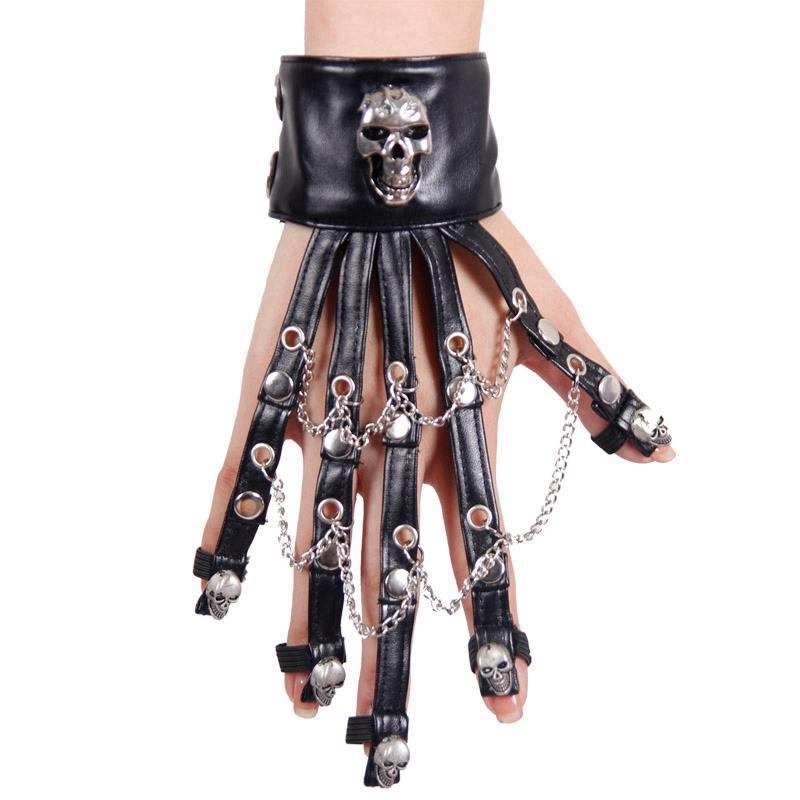 Men's Goth Gloves With Skulls