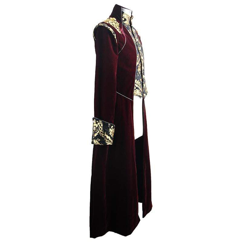 DEVIL FASHION Men's Goth Jacquard Dovetail overcoat Red
