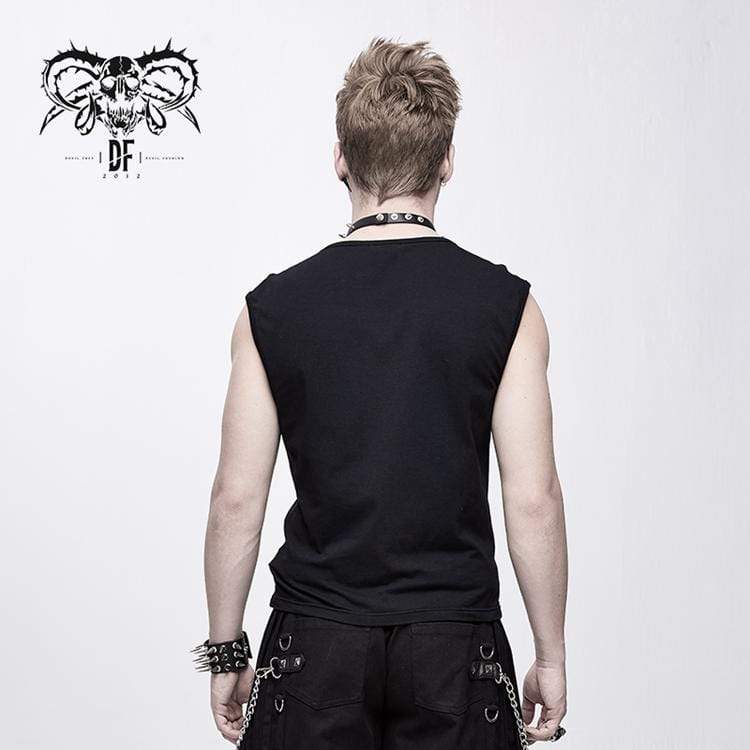 DEVIL FASHION Men's Goth Lacing Mesh Vest