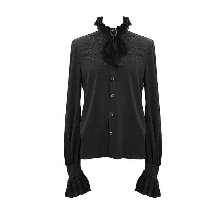 DEVIL FASHION Men's Goth Puff Sleeved Shirt With Bow tie