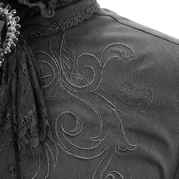 DEVIL FASHION Men's Goth Puff Sleeved Shirt With Bow tie