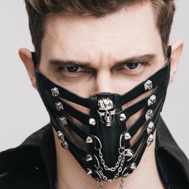 DEVIL FASHION Men's Goth Skull Face Muzzle Mask