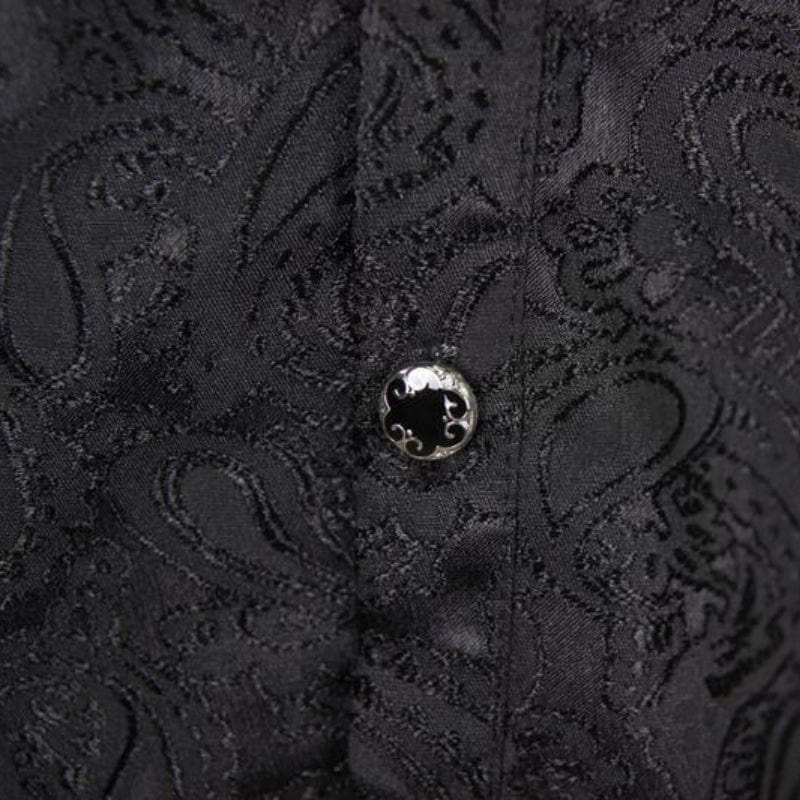 DEVIL FASHION Men's Goth Style Self Design Shirt with Jabot