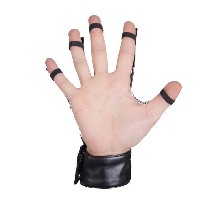 DEVIL FASHION Men's Goth Wrist Band With Finger Extensions