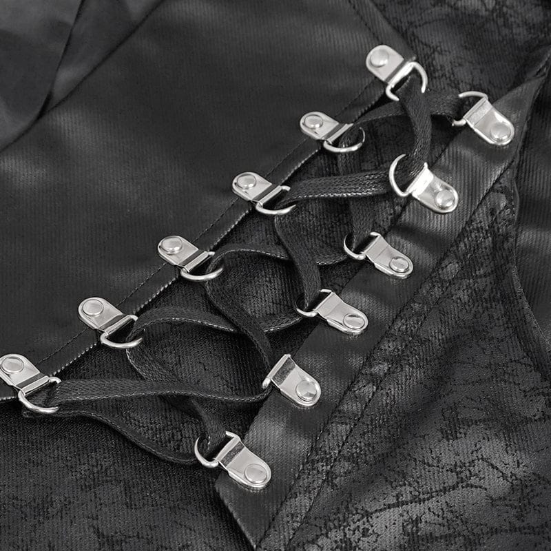 DEVIL FASHION Men's Gothic Asymmetric Zipper Lace-up Waistcoat