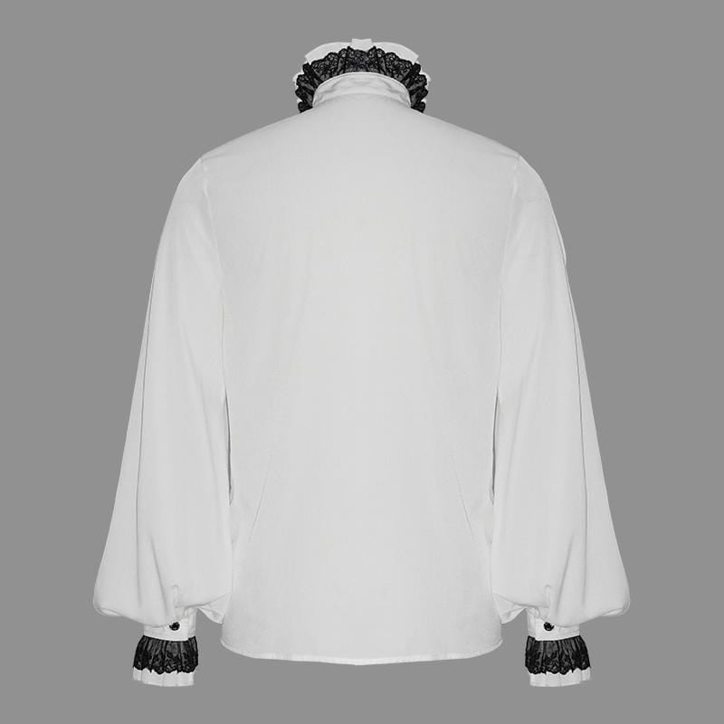 Men's Gothic Contrast Color Falbala Collar Ruffles Puff Sleeves Shirts