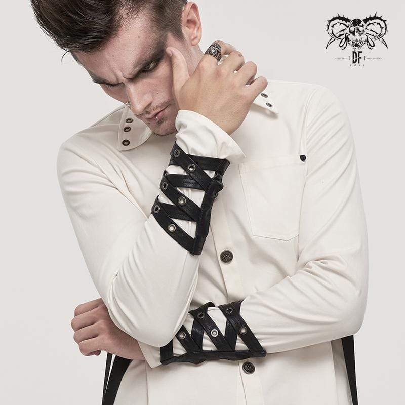 DEVIL FASHION Men's Gothic Cutout Faux Leather Arm Sleeves