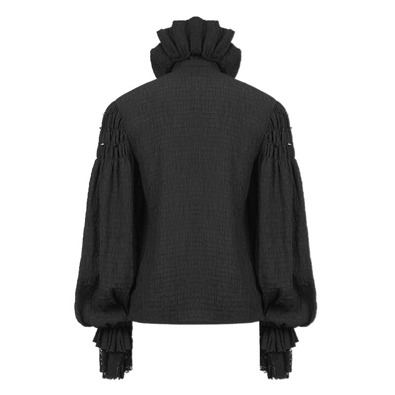 Men's Gothic Falbala Collar Ruffles Puff Sleeves Shirts With Rivets