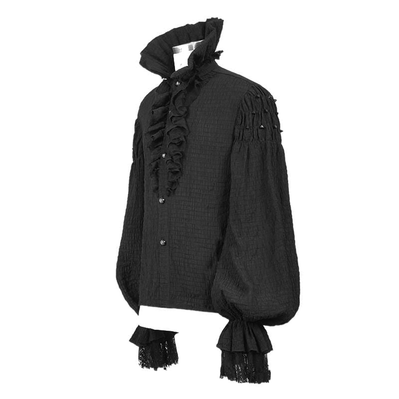Men's Gothic Falbala Collar Ruffles Puff Sleeves Shirts With Rivets