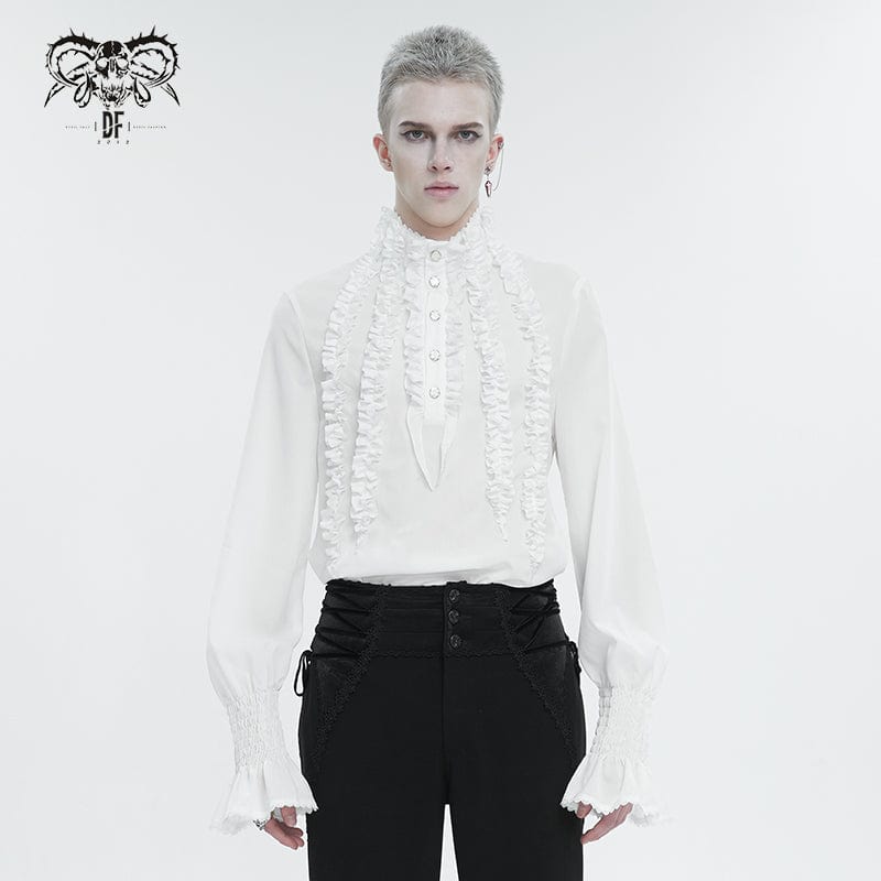 Men's Gothic Puff Sleeved Ruffled Shirt White – Punk Design