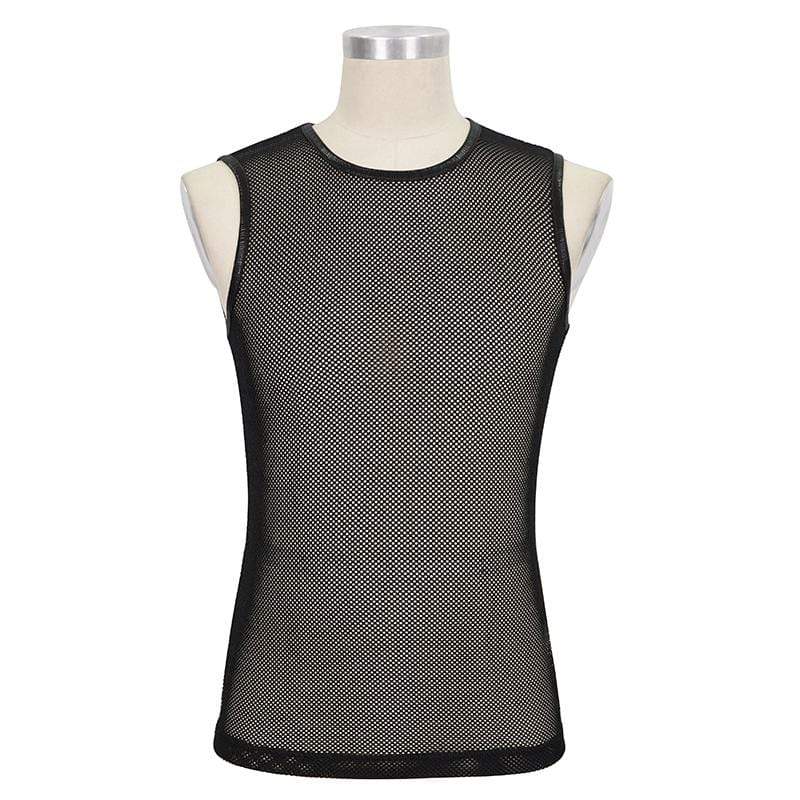 DEVIL FASHION Men's Gothic Sheer Mesh Tank Tops