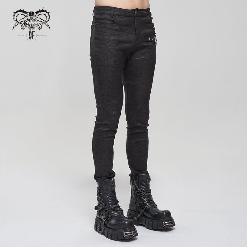 DEVIL FASHION Men's Gothic Slim Fitted Metal Star Pants