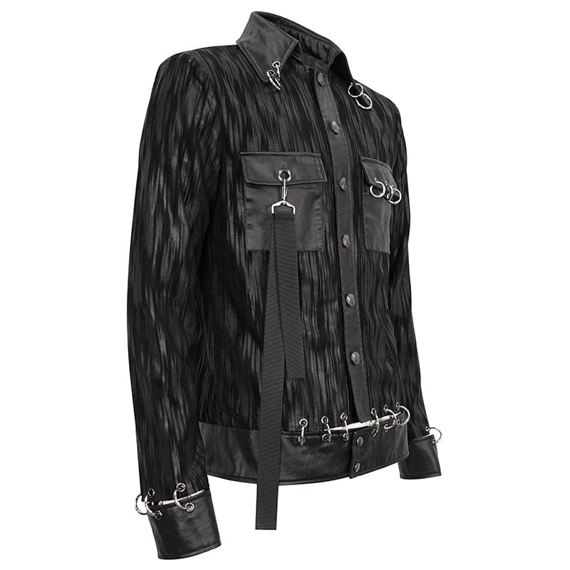 DEVIL FASHION Men's Gothic Splice Ribbed Jacket