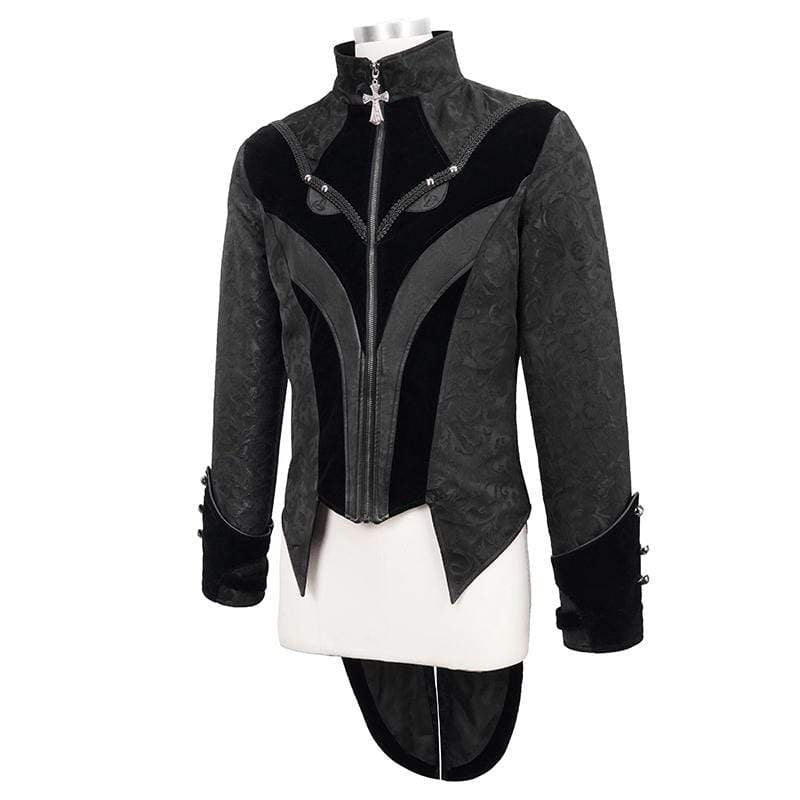 Men's Gothic Stand Collar Cross Zip Tailcoats