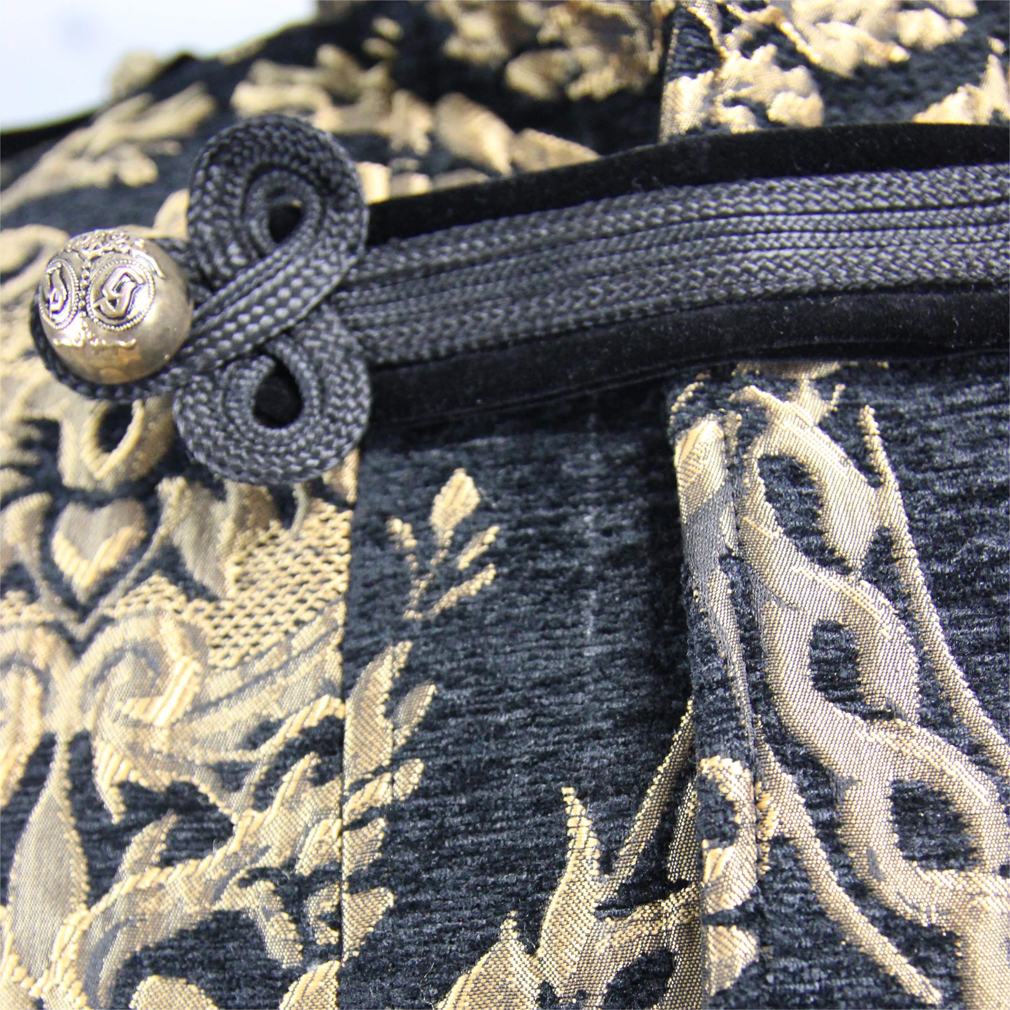 DEVIL FASHION Men's Gothic Stand Collar Totem Embroidered Waistcoat Golden