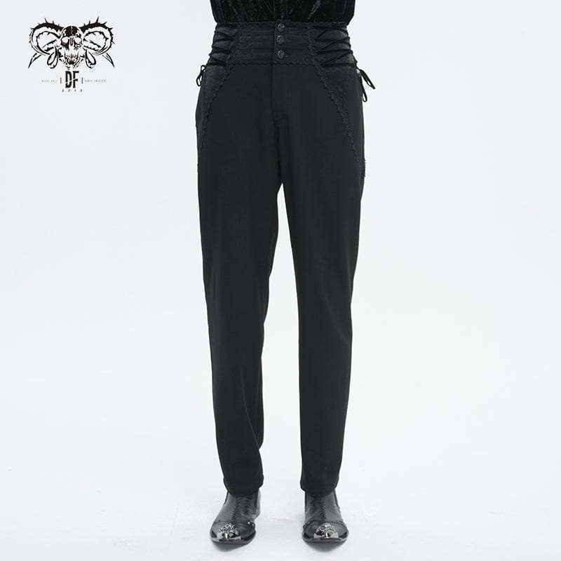 DEVIL FASHION Men's Gothic Strappy High-waisted Pants