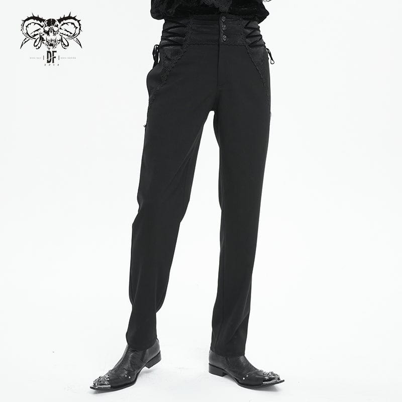 DEVIL FASHION Men's Gothic Strappy High-waisted Pants