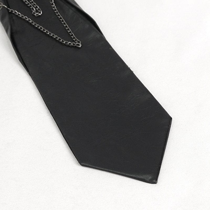 DEVIL FASHION Men's Gothic Studded Faux Leather Necktie