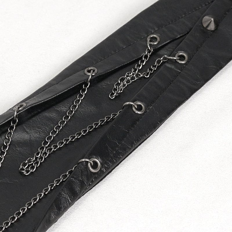 DEVIL FASHION Men's Gothic Studded Faux Leather Necktie