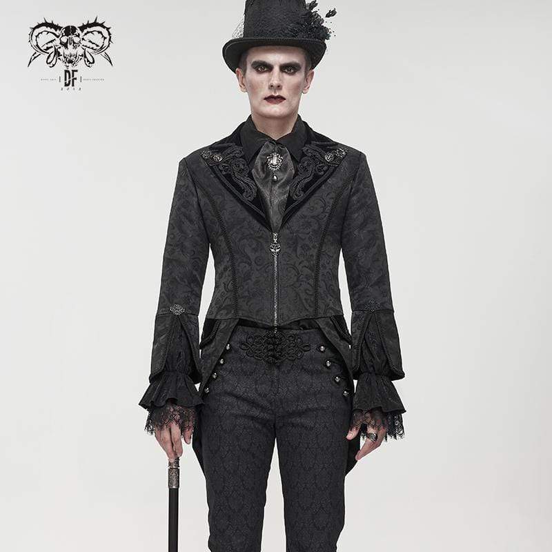 DEVIL FASHION Men's Gothic Toned Horn Sleeved Swallow-tailed Coat
