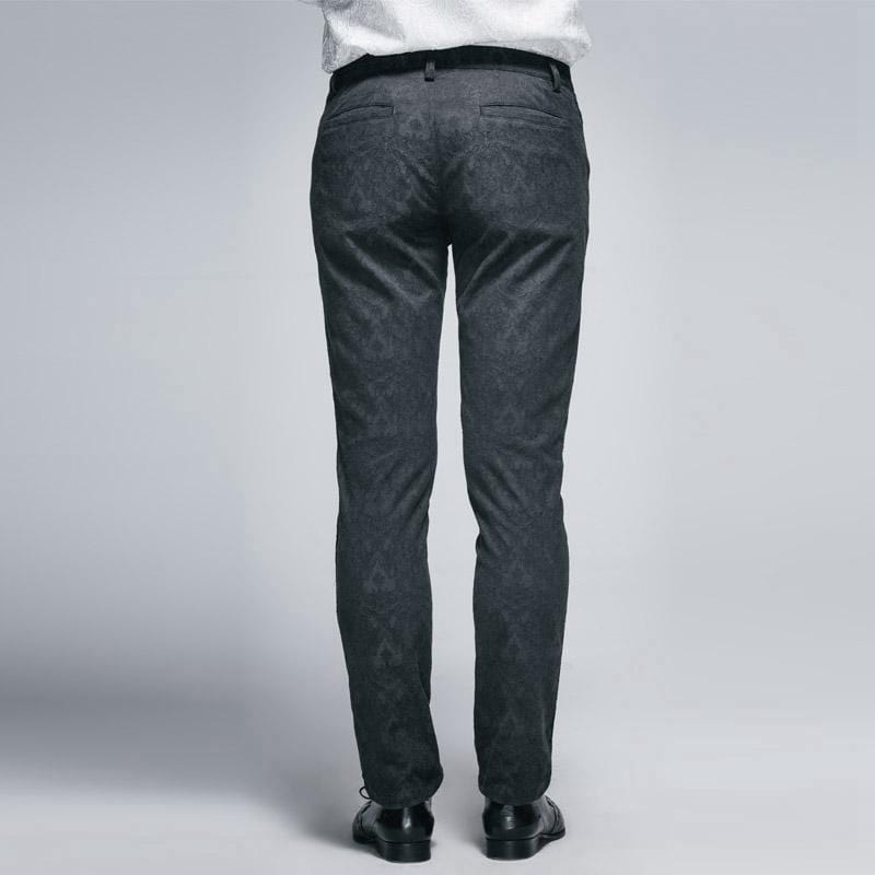 DEVIL FASHION Men's Punk Classic Brocade Trousers