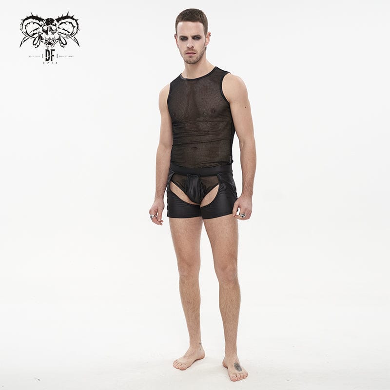 DEVIL FASHION Men's Punk Cutout Mesh Splice Lingerie
