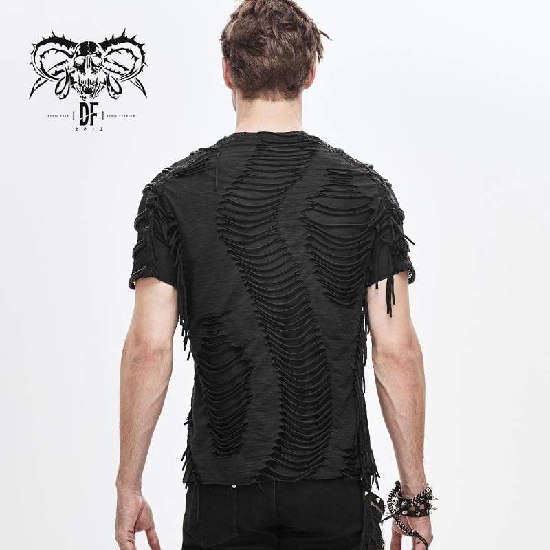Men's Punk Ripped Mesh T-shirts