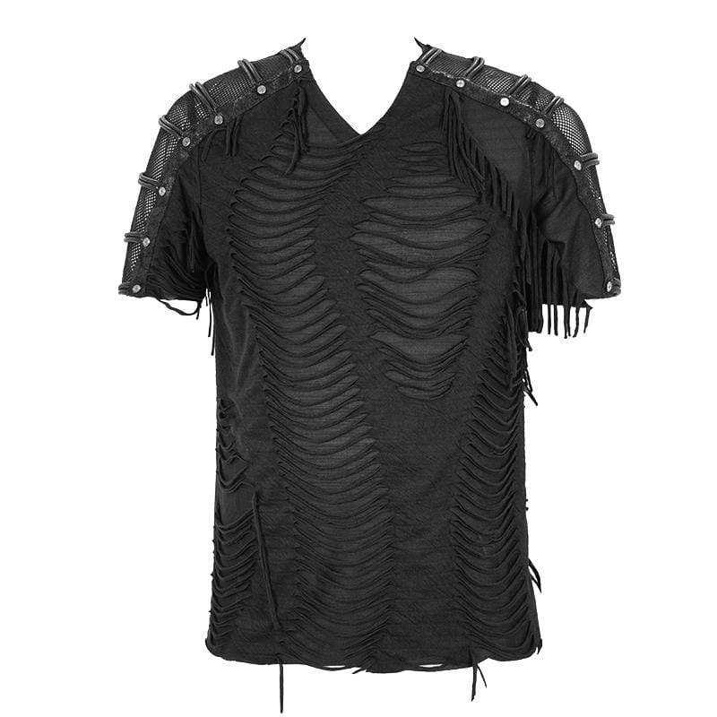 Men's Punk Ripped Mesh T-shirts