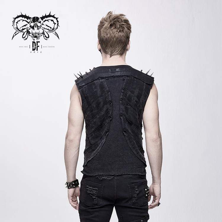 Men's Punk Rivets Lacing Vest
