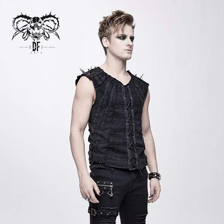 Men's Punk Rivets Lacing Vest