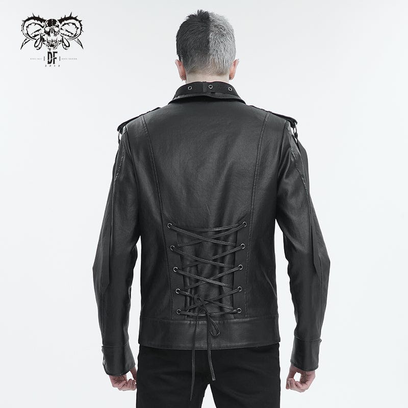 DEVIL FASHION Men's Punk Studded Strap Jacket