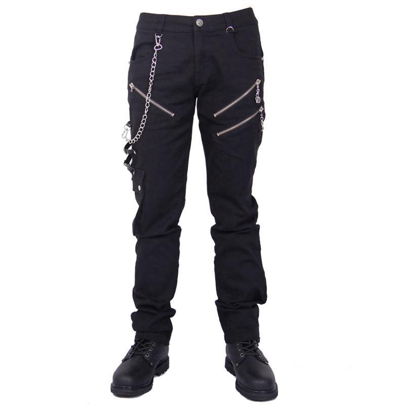 Men's Punk Trousers With Metal Chain