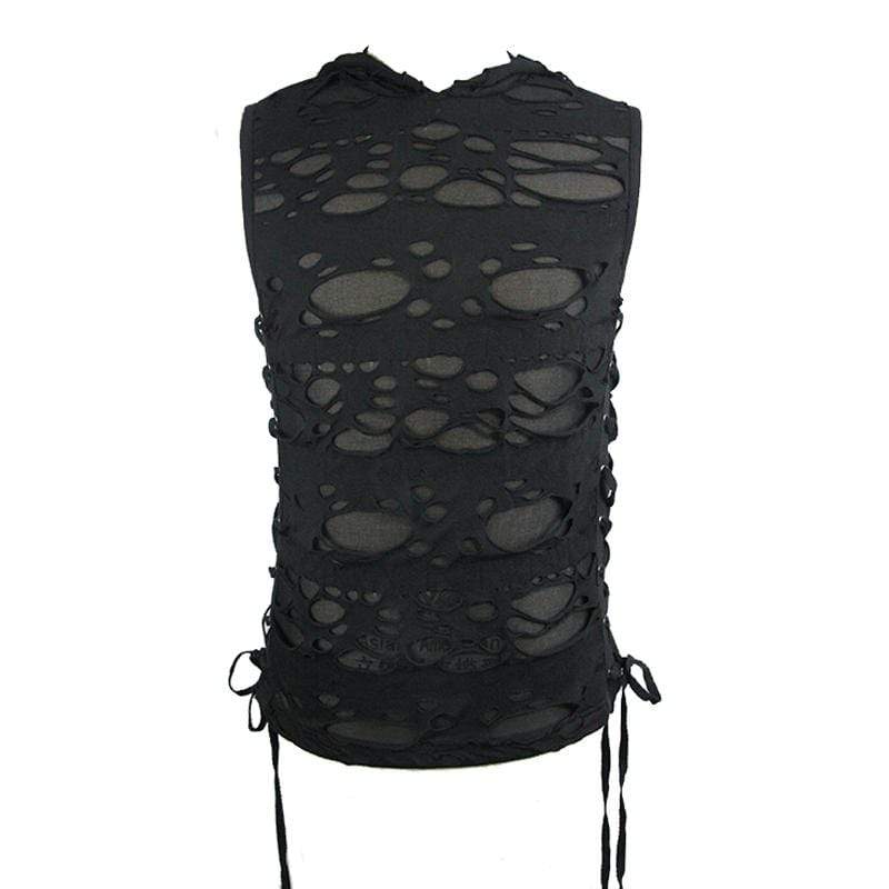 DEVIL FASHION Men's Ripped Sleeveless Grung Punk Top