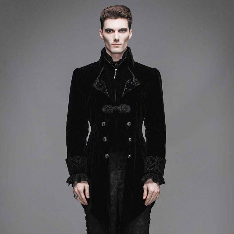 DEVIL FASHION Men's Ruffled Sleeve Vintage Tailcoat