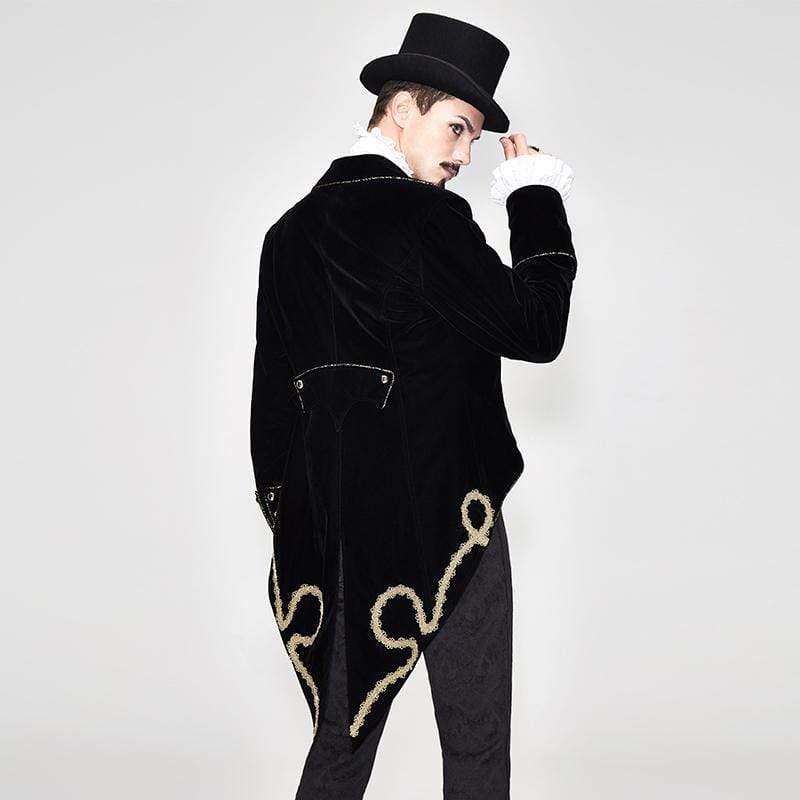 DEVIL FASHION Men's Vintage Goth Velvet Jacket