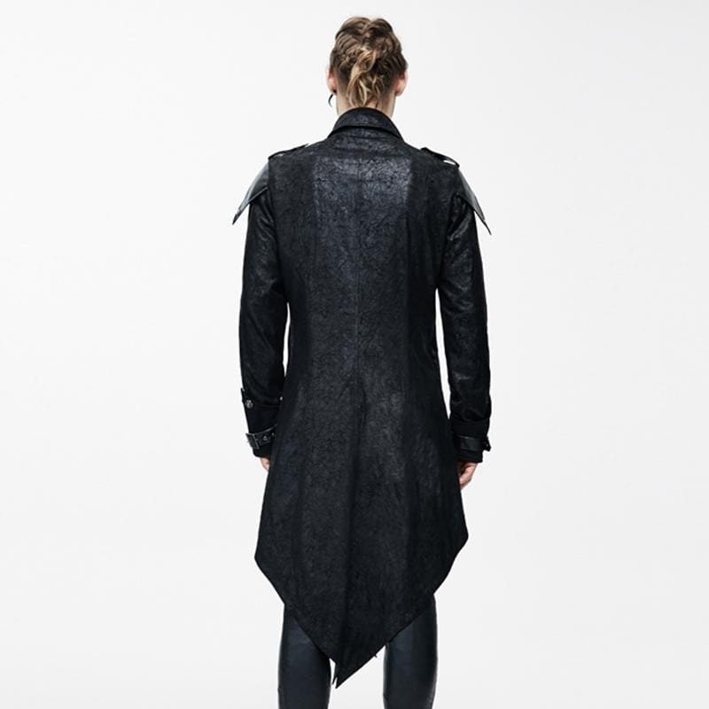 DEVIL FASHION Men's Vintage Tailcoat With Leather Details