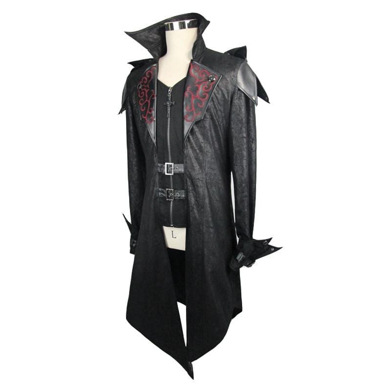 DEVIL FASHION Men's Vintage Tailcoat With Leather Details