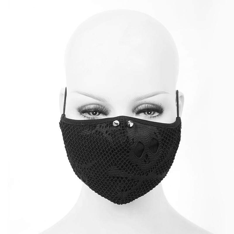 Unisex Gothic Skelenton Mesh Overlaide Masks With Disposable Filter Insert Set of two