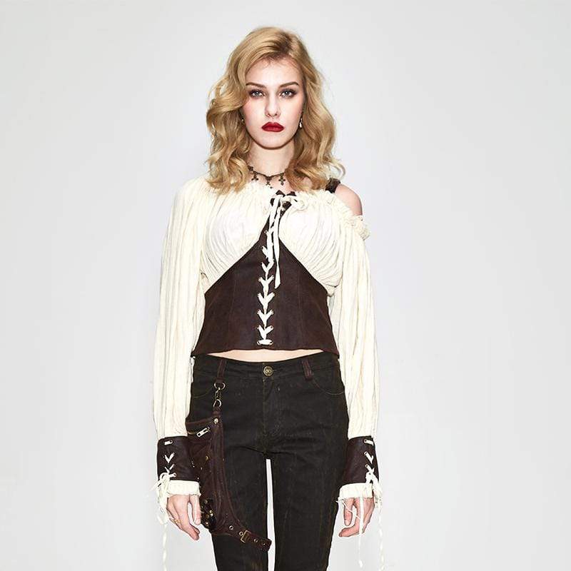 DEVIL FASHION Women's Denim Laced Punk Shirt