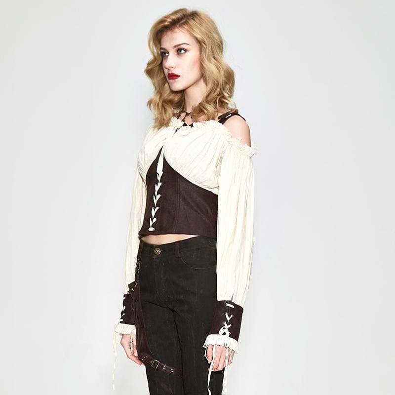 DEVIL FASHION Women's Denim Laced Punk Shirt