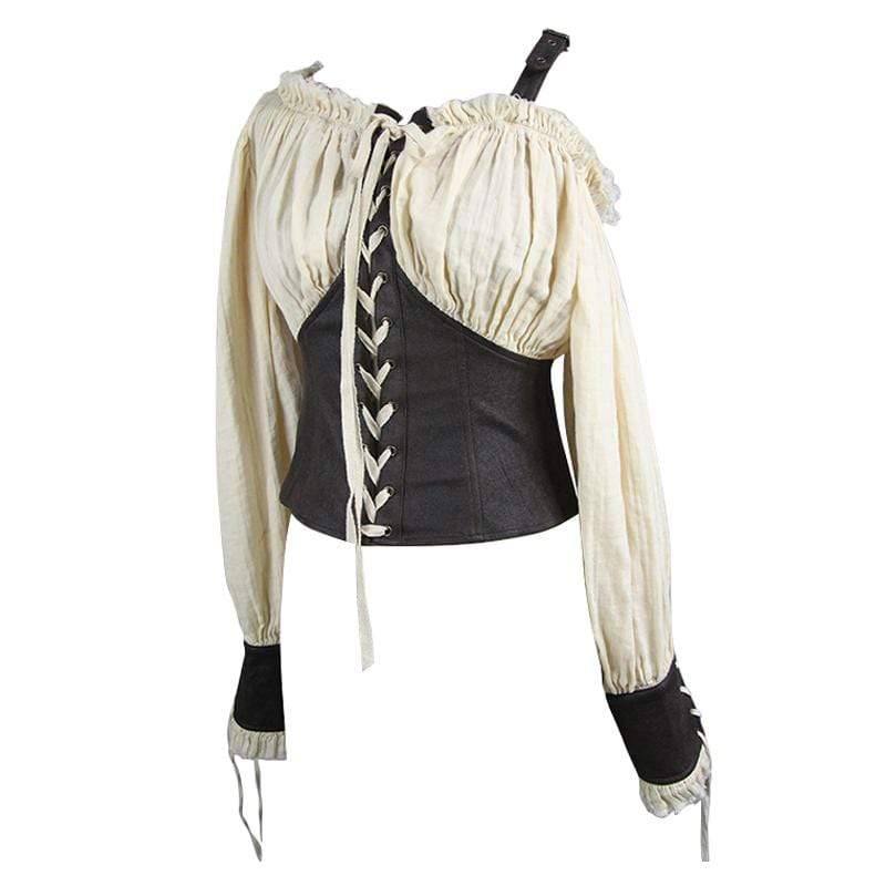 DEVIL FASHION Women's Denim Laced Punk Shirt