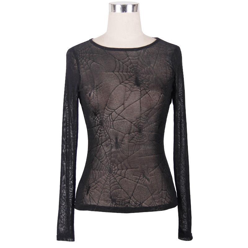Women's Goth Mesh Spider Web Top