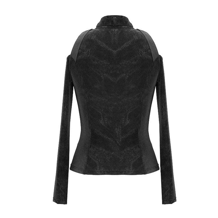 DEVIL FASHION Women's Goth Off Shoulder Slim Fitted Jackets