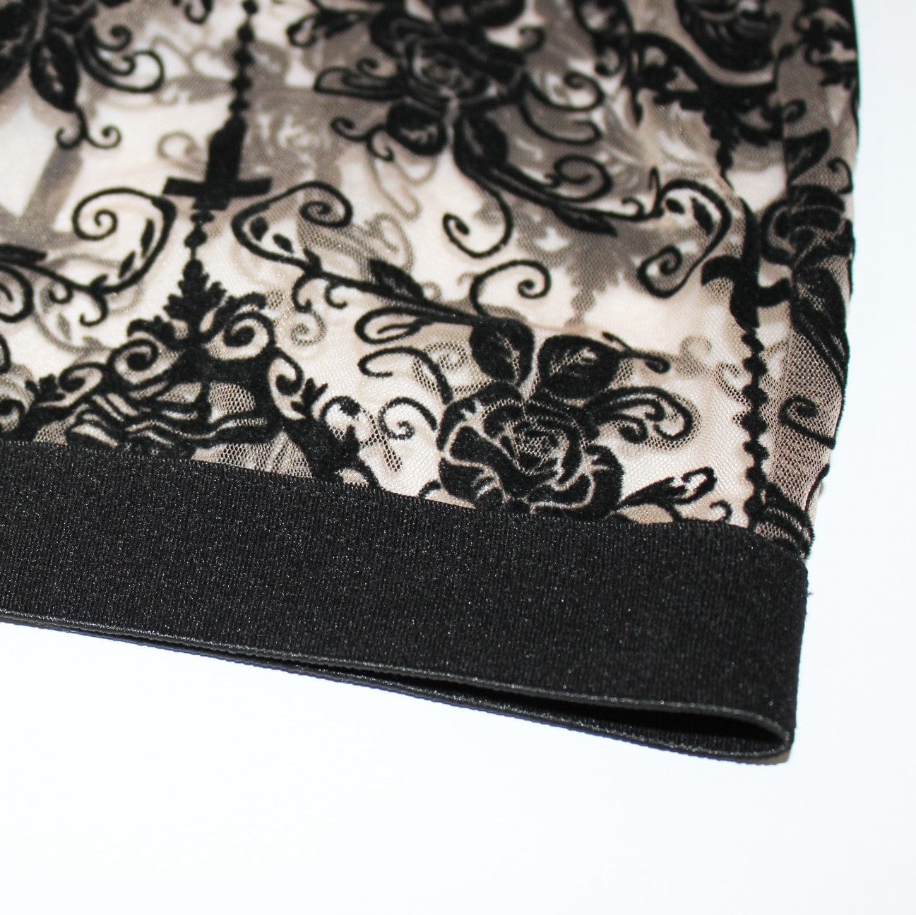 DEVIL FASHION Women's Goth Sheer Floral Lace Leggings