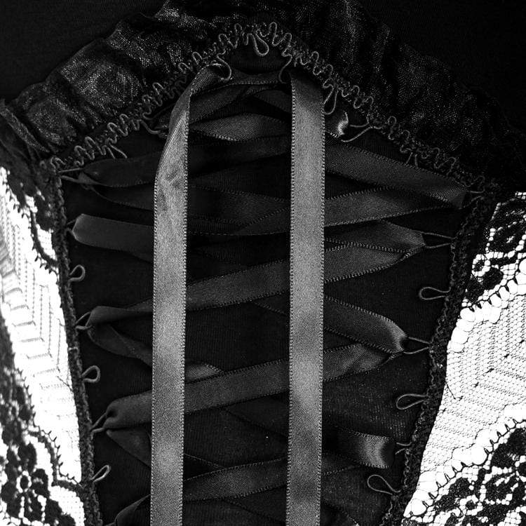 Women's Goth Sheer Lace Puff Sleeved Tops