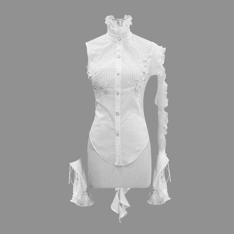 Women's Goth Stand Collar Ruffles Sleeveless Shirt