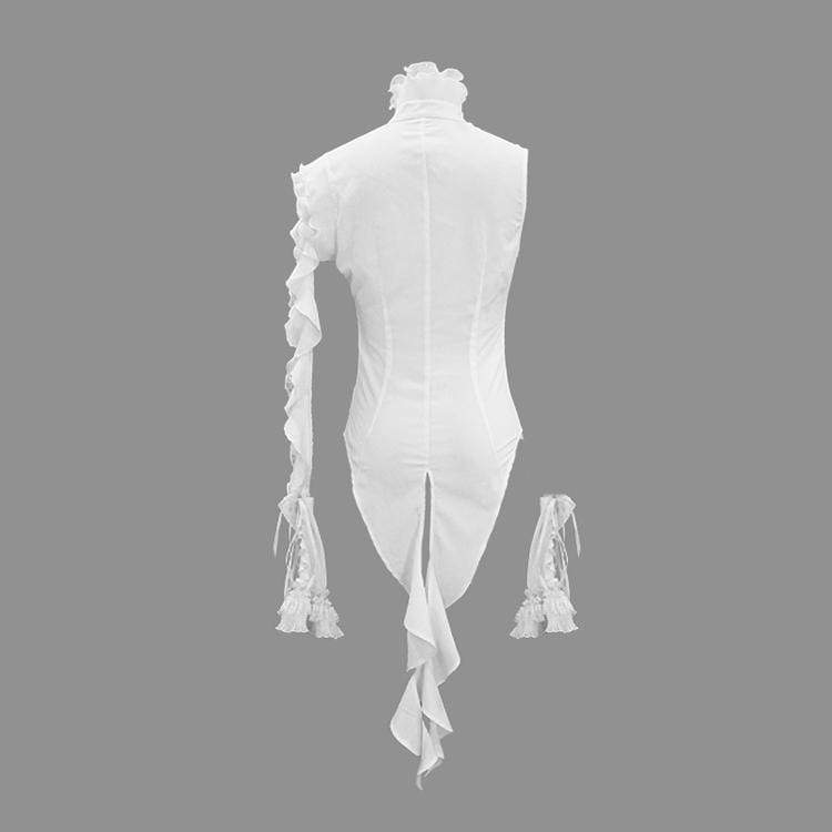 Women's Goth Stand Collar Ruffles Sleeveless Shirt