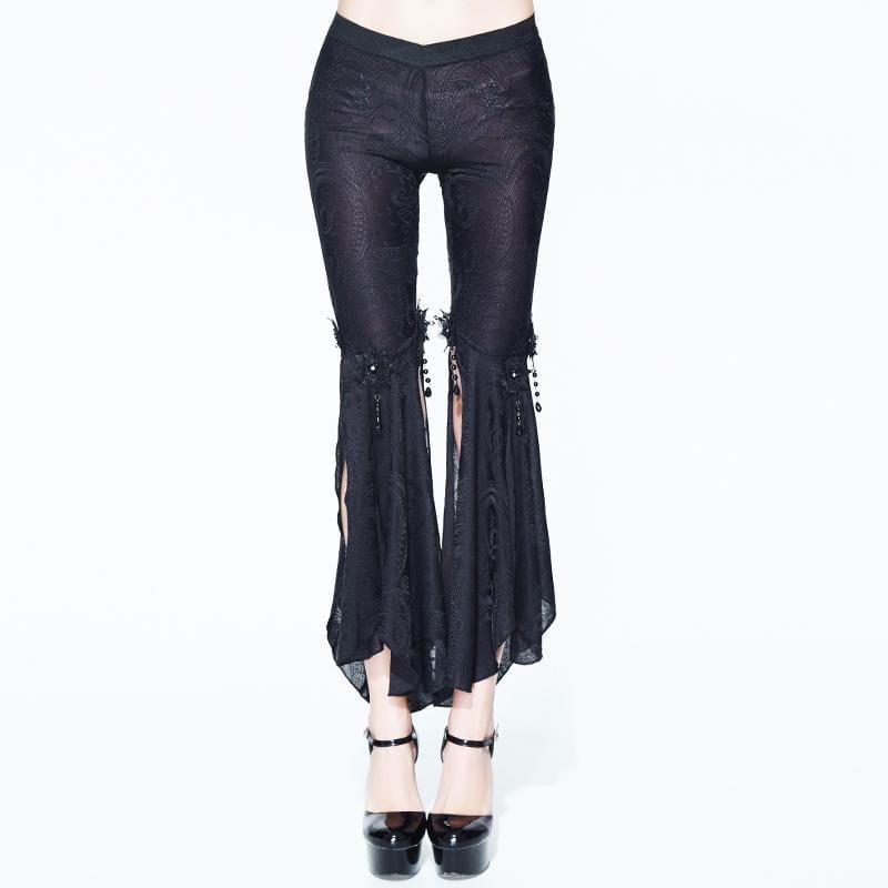 DEVIL FASHION Women's Goth Trousers With Long slits