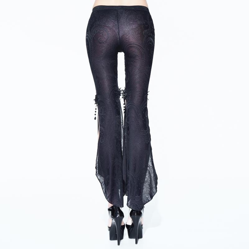 DEVIL FASHION Women's Goth Trousers With Long slits